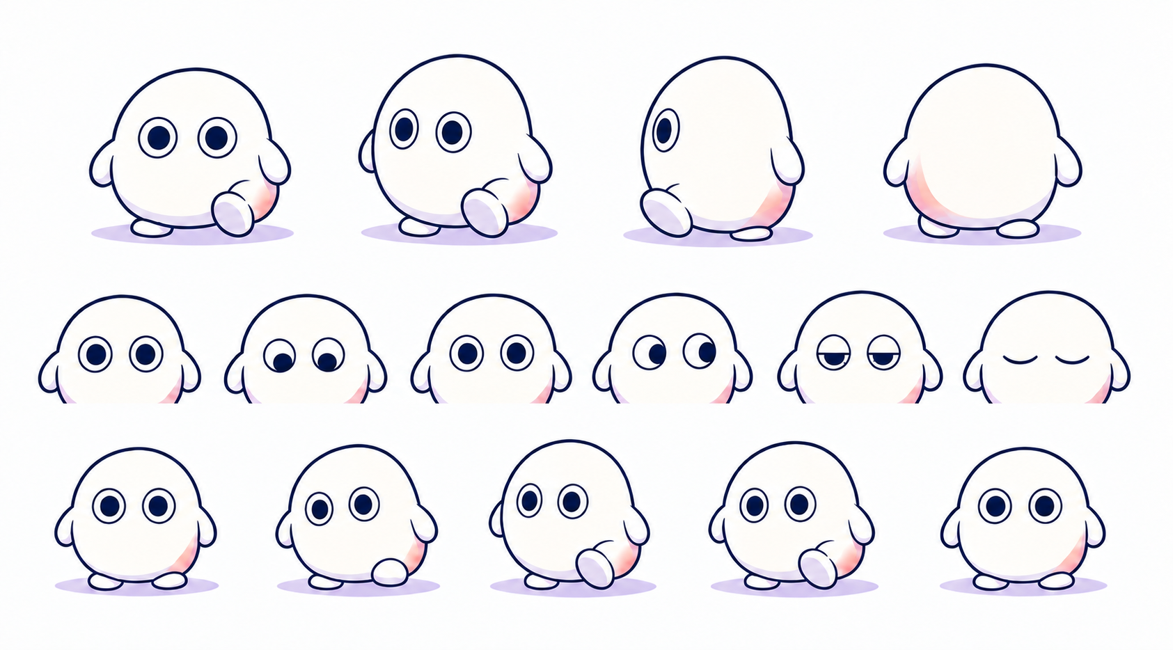 Ato-ippo 6-state official expression and pose sheet