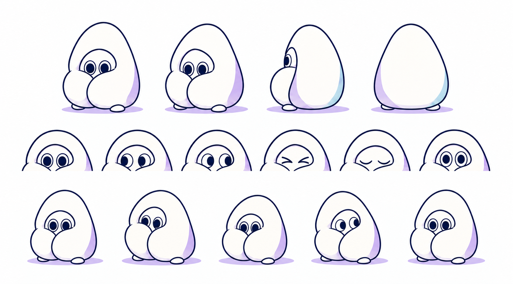 Kakuresokone 6-state official expression and pose sheet